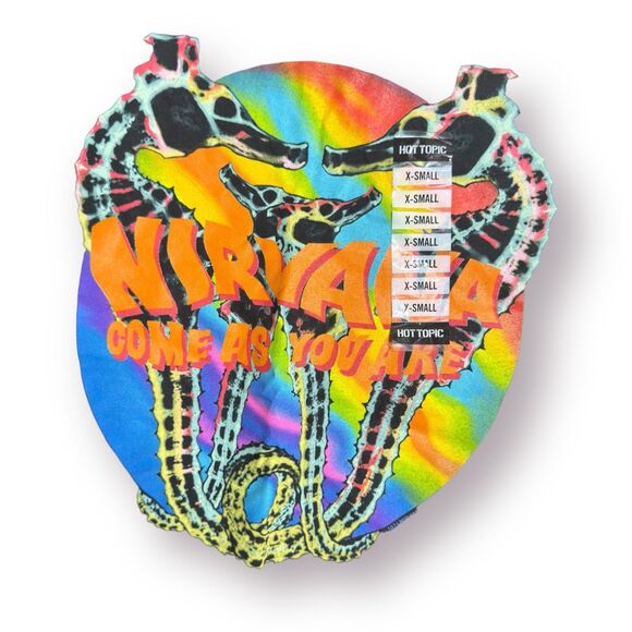 Nirvana Retro Vintage Graphic Tee Come As You Are (seahorses) Size X-Small Black - Picture 3 of 5